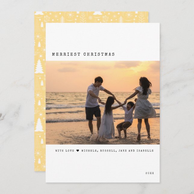 Cartes Pour Fêtes Annuelles Photo de Noël moderne Merriest (Devant / Derrière)
