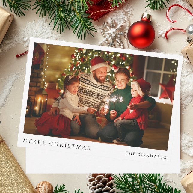 Cartes Pour Fêtes Annuelles Photo de Noël moderne Portrait de famille (Modern Christmas Photo Family Portrait Holiday Card)