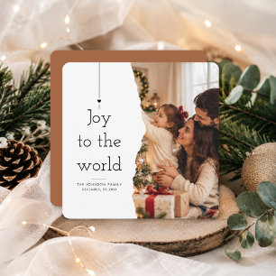 Cartes Pour Fêtes Annuelles Photo de Noël Moderne Split Joy To The World