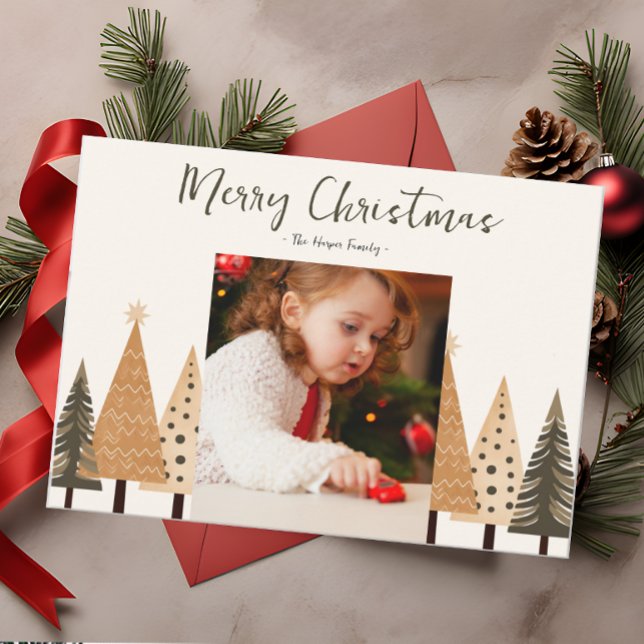 Cartes Pour Fêtes Annuelles Photo de Noël Neutre Forêt d'hiver (Créateur téléchargé)