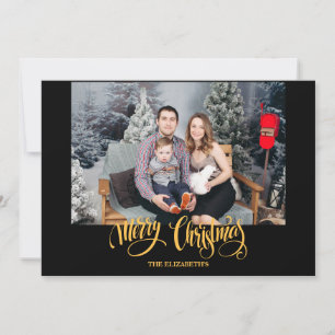 Cartes Pour Fêtes Annuelles Photo de Noël noir moderne et élégant