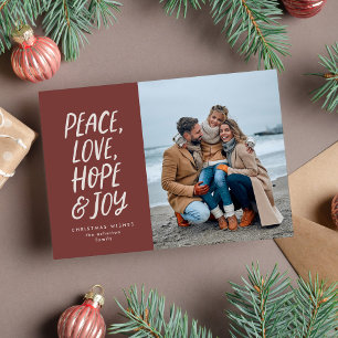 Cartes Pour Fêtes Annuelles Photo de Noël paix amour espoir joie
