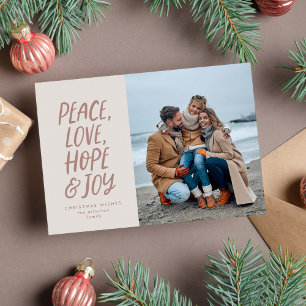 Cartes Pour Fêtes Annuelles Photo de Noël paix amour espoir joie type neutre