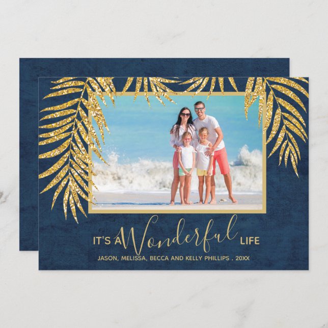 Cartes Pour Fêtes Annuelles Photo de Noël Palms (Devant / Derrière)