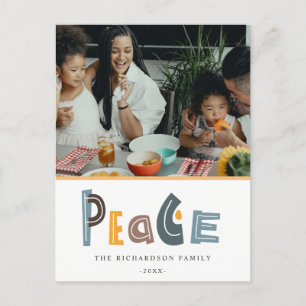 Cartes Pour Fêtes Annuelles Photo de Noël Pastel Scandi Jaune Gris Paix