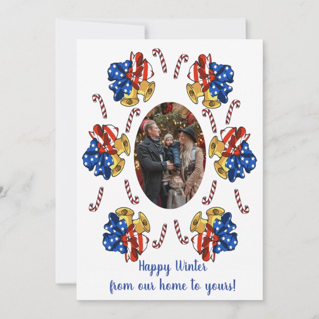 Cartes Pour Fêtes Annuelles Photo de Noël patriotique (Devant)