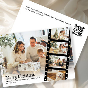 Cartes Pour Fêtes Annuelles Photo de Noël personnalisé Bande de film QR 