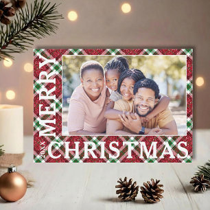 Cartes Pour Fêtes Annuelles Photo de Noël Plaid