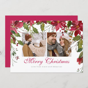 Cartes Pour Fêtes Annuelles Photo de Noël Poinsettia personnalisée