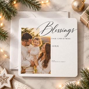 Cartes Pour Fêtes Annuelles Photo de Noël religieux avec bénédictions en scrip