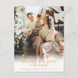 Cartes Pour Fêtes Annuelles Photo de Noël religieux avec écriture dorée modern