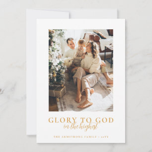 Cartes Pour Fêtes Annuelles Photo de Noël religieux minimaliste en or moderne