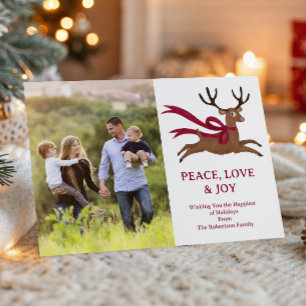 Cartes Pour Fêtes Annuelles Photo de Noël Renne Rétro avec Écharpe Rouge