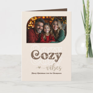 Cartes Pour Fêtes Annuelles Photo de Noël Rétro aux Vibrations Cosy Taupe d'Hi