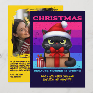 Cartes Pour Fêtes Annuelles Photo de Noël rétro de chat drôle de fête disco