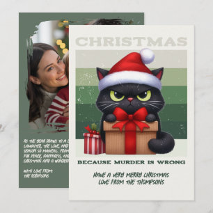Cartes Pour Fêtes Annuelles Photo de Noël rétro de chat drôle minimal nordique