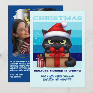 Cartes Pour Fêtes Annuelles Photo de Noël rétro drôle de chat avec lueur arcti