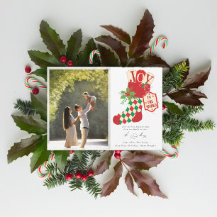 Cartes Pour Fêtes Annuelles Photo de Noël rétro « Joyeux Noël au Monde »
