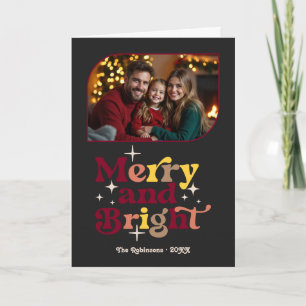 Cartes Pour Fêtes Annuelles Photo de Noël rétro Luxe Humeur et Brillante