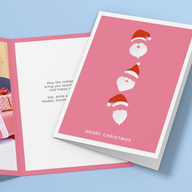 Cartes Pour Fêtes Annuelles Photo de Noël rose Père Noël simple et moderne (Créateur téléchargé)