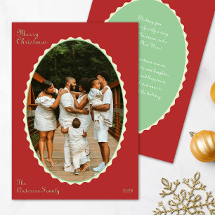 Cartes Pour Fêtes Annuelles Photo de Noël rouge et vert menthe à bordure festo