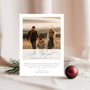 Cartes Pour Fêtes Annuelles Photo de Noël rustique avec écriture élégante « Br
