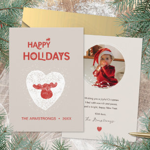 Cartes Pour Fêtes Annuelles Photo de Noël rustique nordique avec élan et cœur