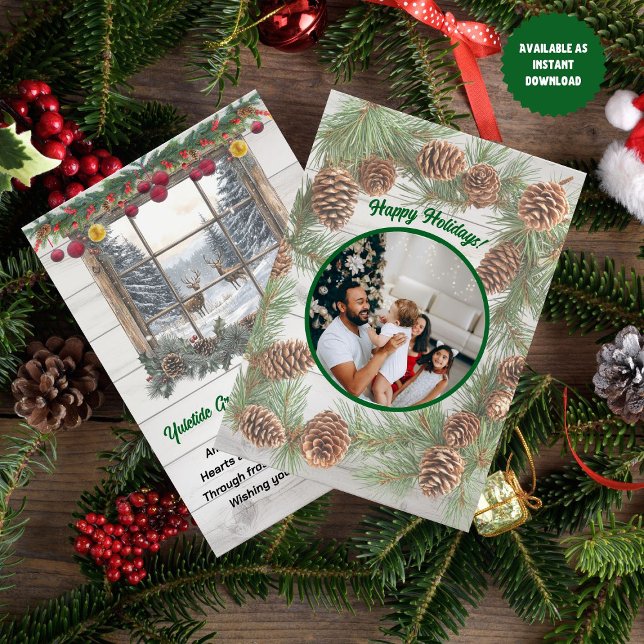 Cartes Pour Fêtes Annuelles Photo de Noël rustique Salutation Yuletide (Créateur téléchargé)