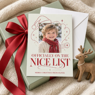 Cartes Pour Fêtes Annuelles Photo de Noël sage officiellement sur la liste des