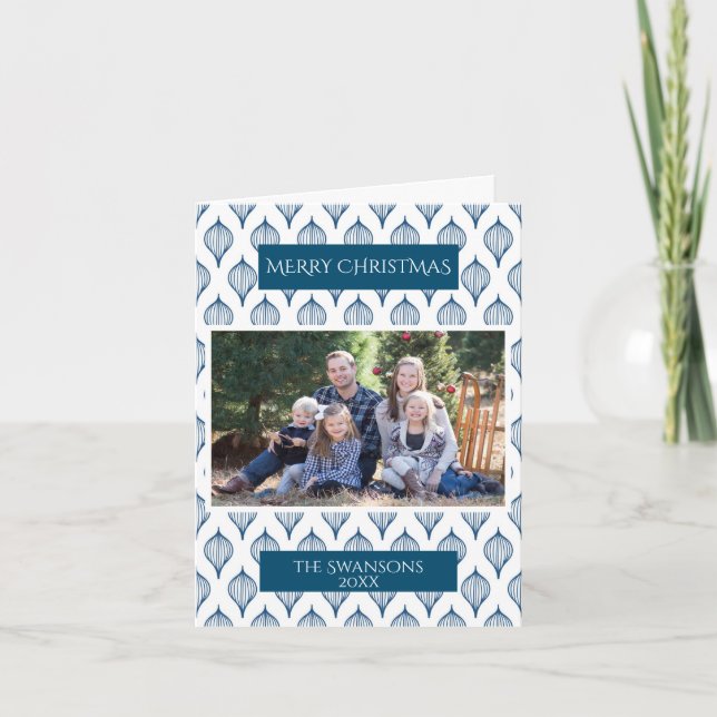 Cartes Pour Fêtes Annuelles Photo de Noël scandinave bleue (Devant)