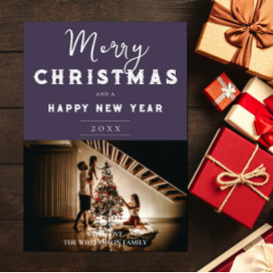 Cartes Pour Fêtes Annuelles Photo de Noël simple   Violet