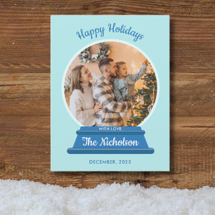 CARTES POUR FÊTES ANNUELLES PHOTO DE NOËL SNOW GLOBE