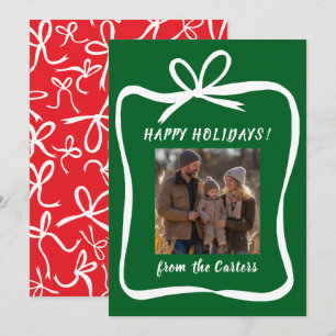 Cartes Pour Fêtes Annuelles Photo de Noël sur mesure du cadre de ruban Bow
