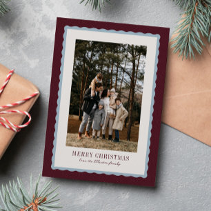 Cartes Pour Fêtes Annuelles Photo de Noël tendance bleu clair bordeaux