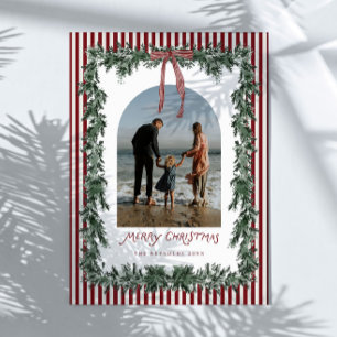 Cartes Pour Fêtes Annuelles Photo de Noël traditionnel de famille avec un arc 