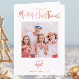 Cartes Pour Fêtes Annuelles Photo de Noël tropical avec palmier élégant