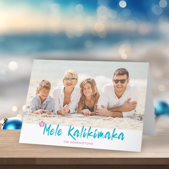 Cartes Pour Fêtes Annuelles Photo de Noël tropical hawaïen de Mele Kalikimaka (Mele Kalikimaka Tropical Hawaiian Christmas Photo Holiday Card)
