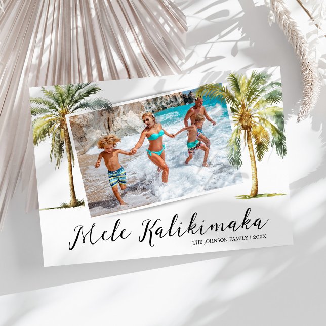 Cartes Pour Fêtes Annuelles Photo de Noël Tropical Mele Kalikimaka (Créateur téléchargé)