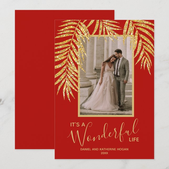 Cartes Pour Fêtes Annuelles Photo de Noël tropicale (Devant / Derrière)