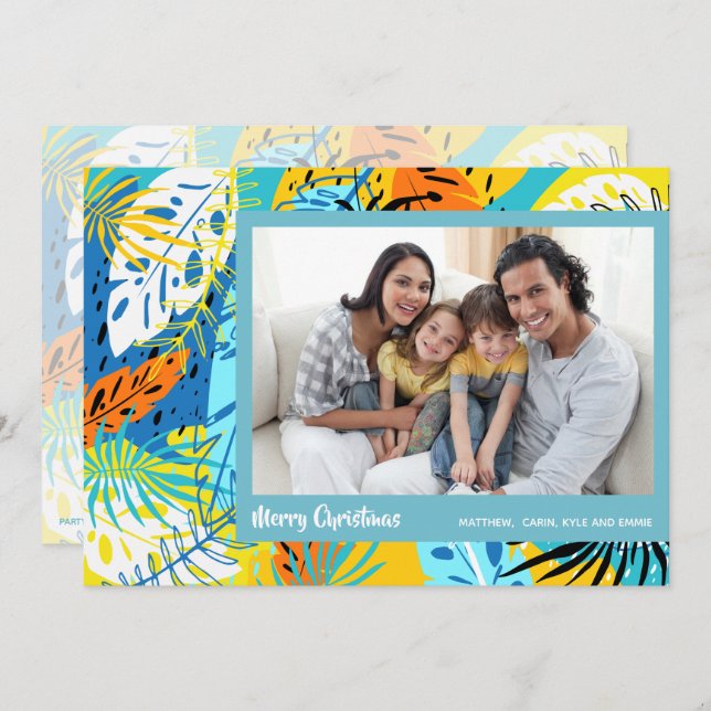 Cartes Pour Fêtes Annuelles Photo de Noël tropicale (Devant / Derrière)