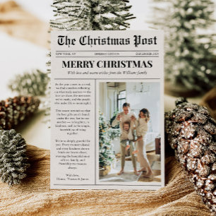 Cartes Pour Fêtes Annuelles Photo de Noël unique dans un journal de Noël