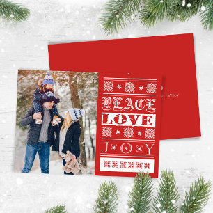 Cartes Pour Fêtes Annuelles Photo de Noël Vacances Joie Paix Amour Rouge