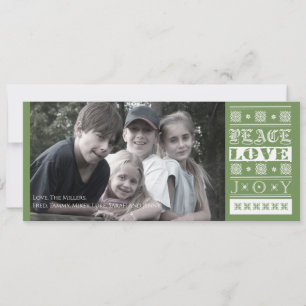 Cartes Pour Fêtes Annuelles Photo de Noël Vert Joie Paix Amour Vacances 