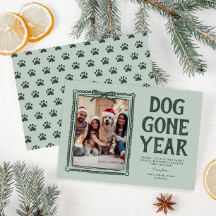 Cartes Pour Fêtes Annuelles Photo de Noël verte année canine disparue