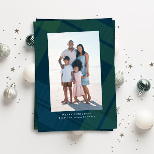 Cartes Pour Fêtes Annuelles Photo de Noël verticale simple à carreaux classiqu