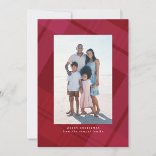 Cartes Pour Fêtes Annuelles Photo de Noël verticale simple à carreaux rouges c