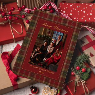 Cartes Pour Fêtes Annuelles Photo de Noël vintage à carreaux, héritage intempo
