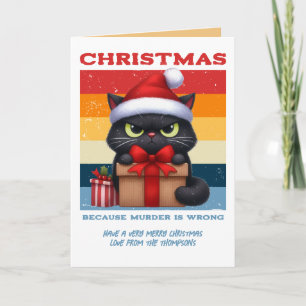 Cartes Pour Fêtes Annuelles Photo de Noël vintage rétro de chat drôle au coin