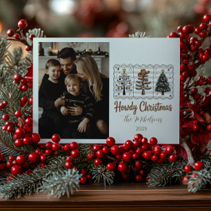 Cartes Pour Fêtes Annuelles Photo de Noël Western Howdy Cowboy