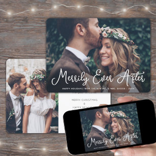 Cartes Pour Fêtes Annuelles Photo de Nouvellement Mariés Noël pour un Premier 